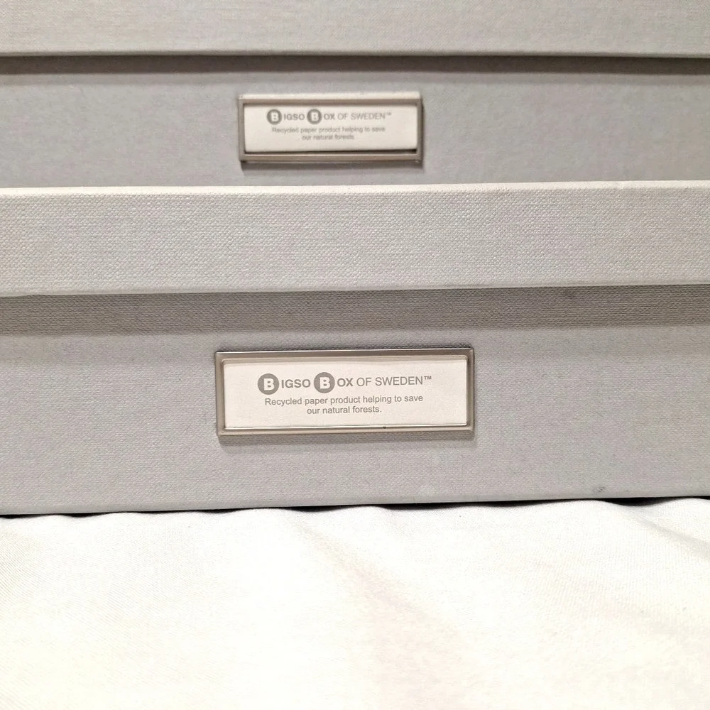2 Bigso Sverker Boxes Legal Art Storage Scrapbook Box Recycled Fiberboard Pair